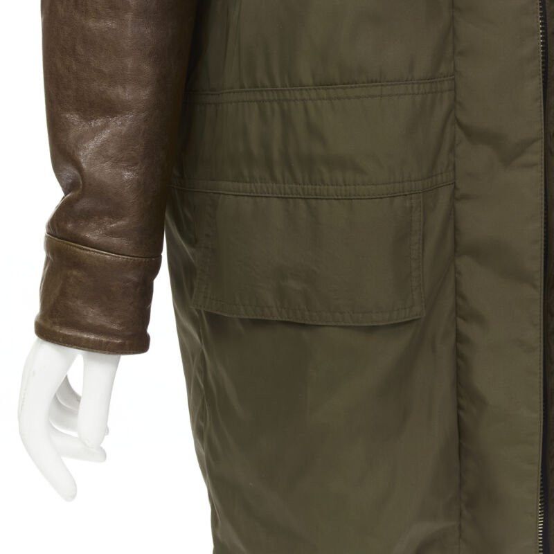 Givenchy GIVENCHY Riccardo Tisci green leather sleeve fox fur anorak coat FR34 XS Size XS / US 0-2 / IT 36-38 - 9 Thumbnail
