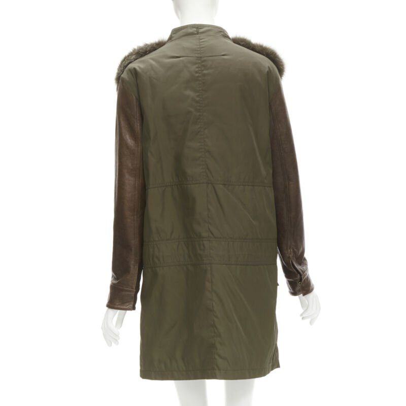 Givenchy GIVENCHY Riccardo Tisci green leather sleeve fox fur anorak coat FR34 XS Size XS / US 0-2 / IT 36-38 - 5 Thumbnail