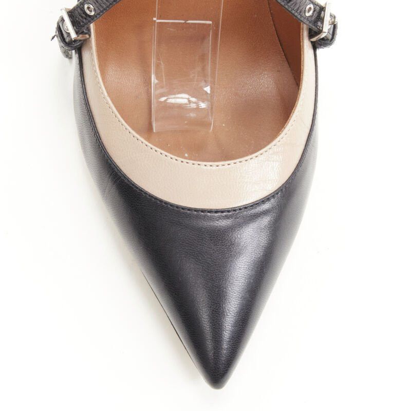 Valentino VALENTINO black beige leather silver grommet stud bondage harness pump EU38 Size US 8 / IT 38 - 6 Thumbnail