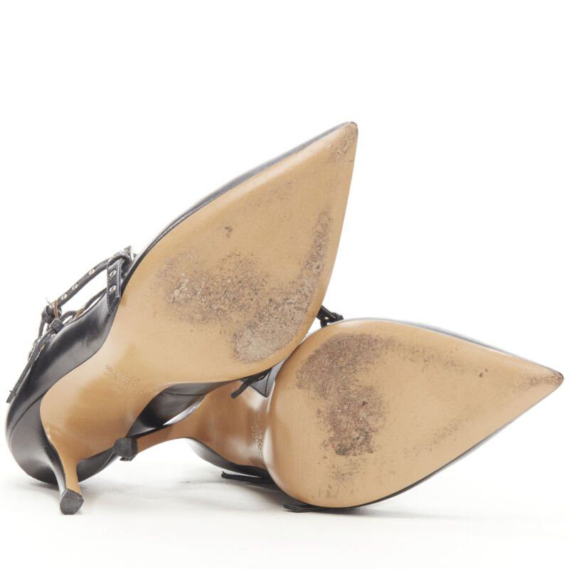 Valentino VALENTINO black beige leather silver grommet stud bondage harness pump EU38 Size US 8 / IT 38 - 12 Thumbnail