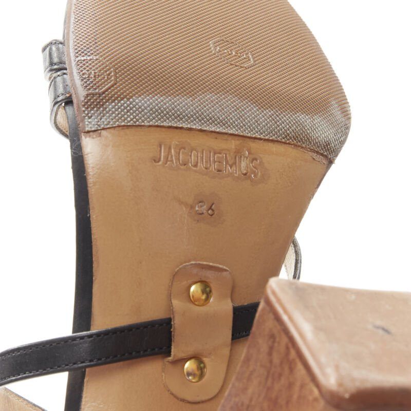Jacquemus JACQUEMUS Runway architectural wood block gold ring black strappy heel EU36 Size US 6 / IT 36 - 10 Thumbnail