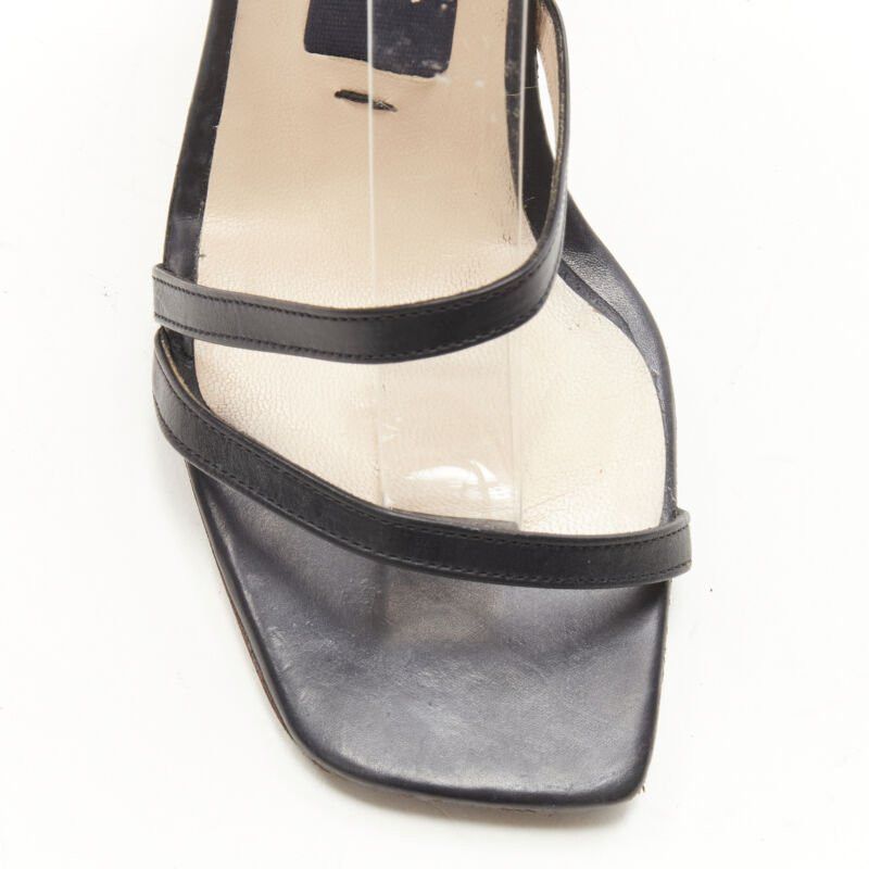 Jacquemus JACQUEMUS Runway architectural wood block gold ring black strappy heel EU36 Size US 6 / IT 36 - 6 Thumbnail