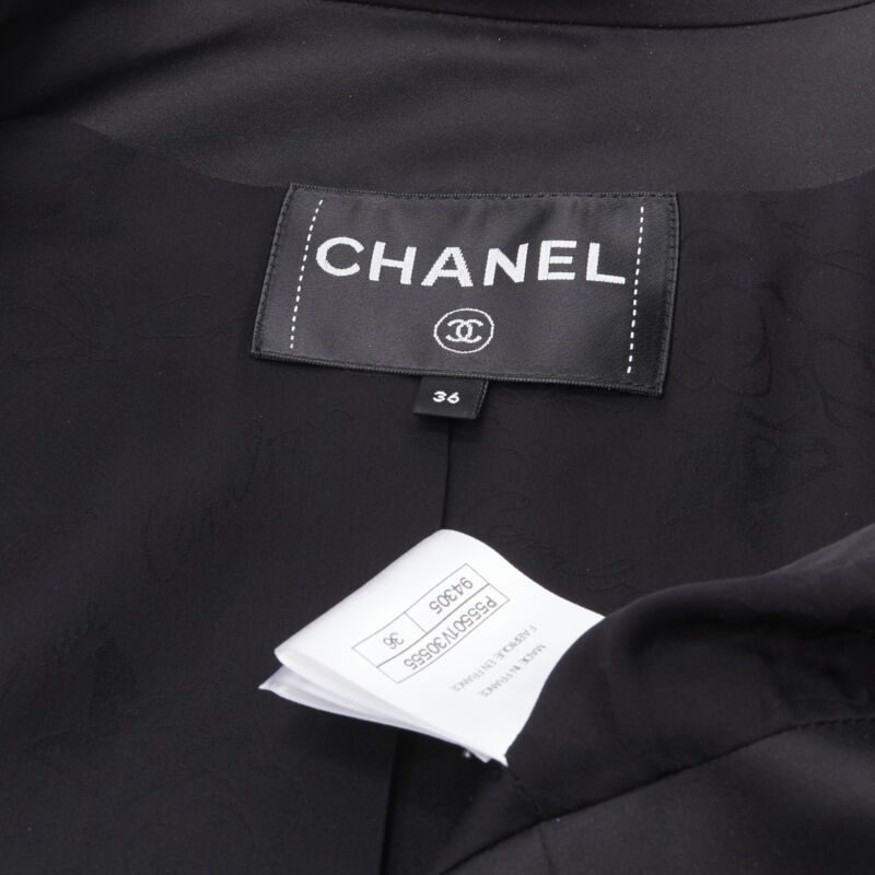 Chanel CHANEL 17C Paris Cuba lattice tweed Coco satin collar little black jacket FR36 S Size S / US 4 / IT 40 - 12 Thumbnail