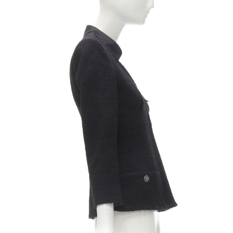 Chanel CHANEL 17C Paris Cuba lattice tweed Coco satin collar little black jacket FR36 S Size S / US 4 / IT 40 - 5 Thumbnail