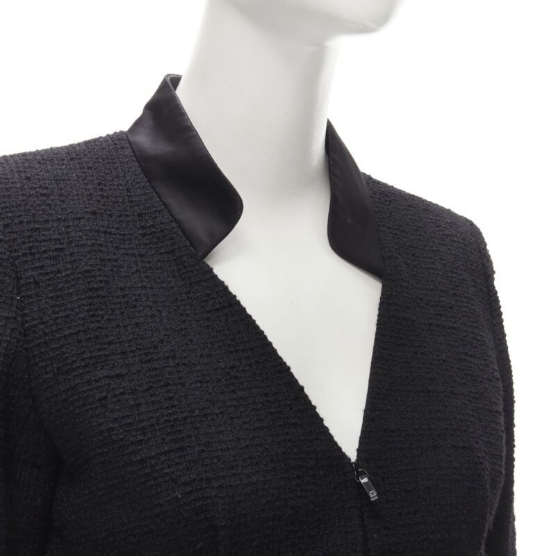 Chanel CHANEL 17C Paris Cuba lattice tweed Coco satin collar little black jacket FR36 S Size S / US 4 / IT 40 - 8 Thumbnail