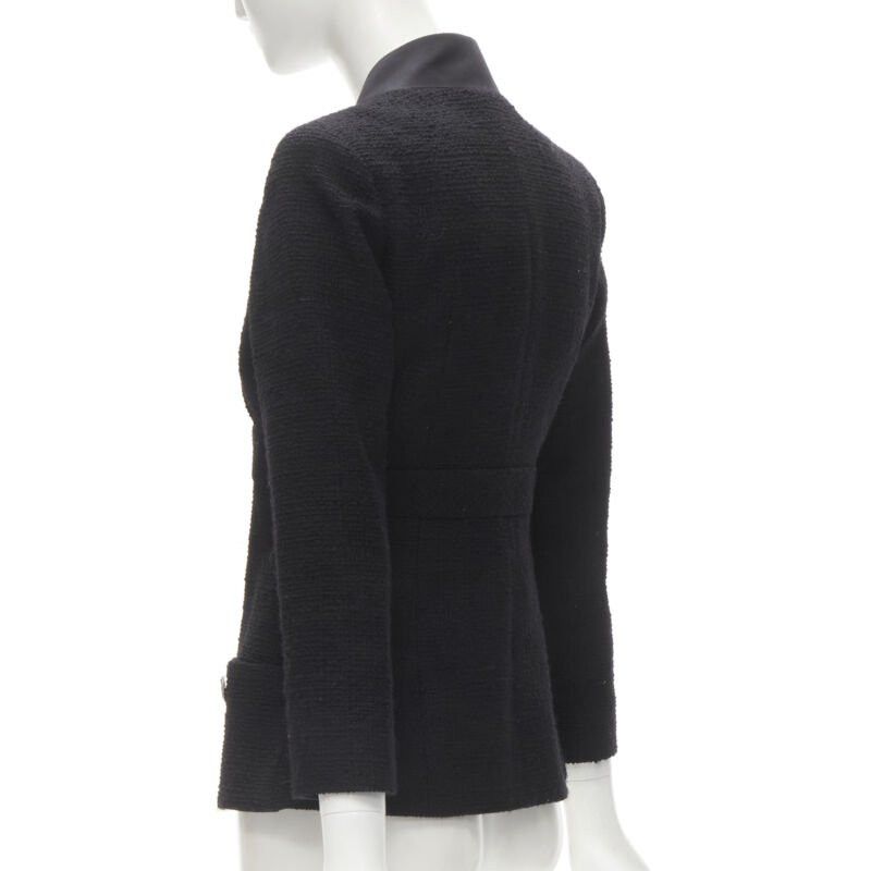 Chanel CHANEL 17C Paris Cuba lattice tweed Coco satin collar little black jacket FR36 S Size S / US 4 / IT 40 - 7 Thumbnail