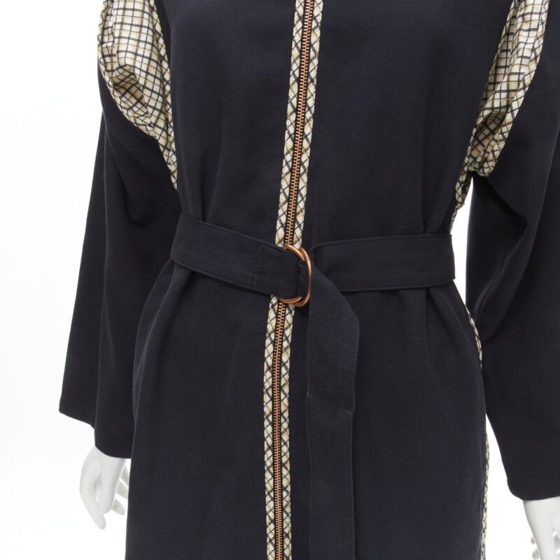 See by Chloe SEE BY CHLOE 2019 black check trim side zip belted car coat FR36 S Size S / US 4 / IT 40 - 2 Thumbnail