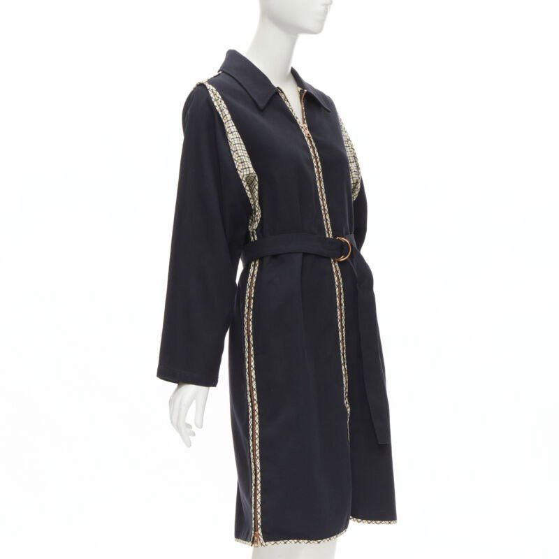 See by Chloe SEE BY CHLOE 2019 black check trim side zip belted car coat FR36 S Size S / US 4 / IT 40 - 4 Thumbnail