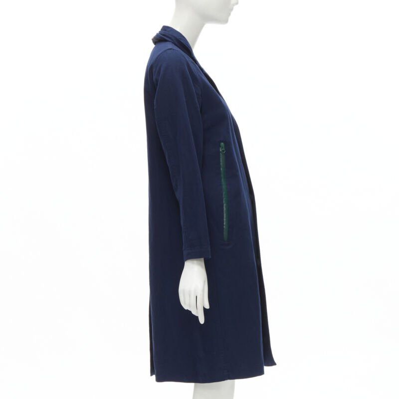 Zucca ZUCCA navy blue cotton linen green zipper over coat S Size S / US 4 / IT 40 - 5 Thumbnail