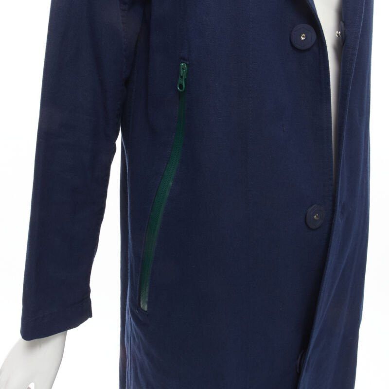 Zucca ZUCCA navy blue cotton linen green zipper over coat S Size S / US 4 / IT 40 - 2 Thumbnail