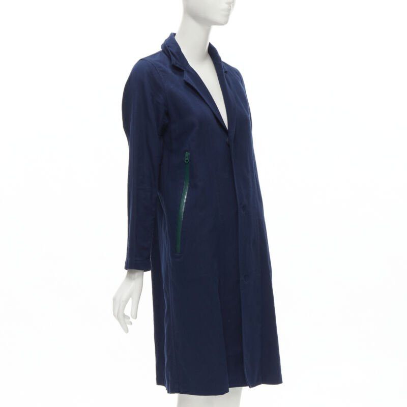 Zucca ZUCCA navy blue cotton linen green zipper over coat S Size S / US 4 / IT 40 - 4 Thumbnail