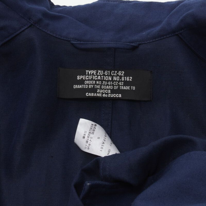 Zucca ZUCCA navy blue cotton linen green zipper over coat S Size S / US 4 / IT 40 - 9 Thumbnail