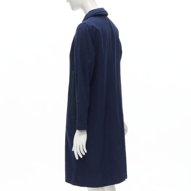 Zucca ZUCCA navy blue cotton linen green zipper over coat S Size S / US 4 / IT 40 - 7 Thumbnail
