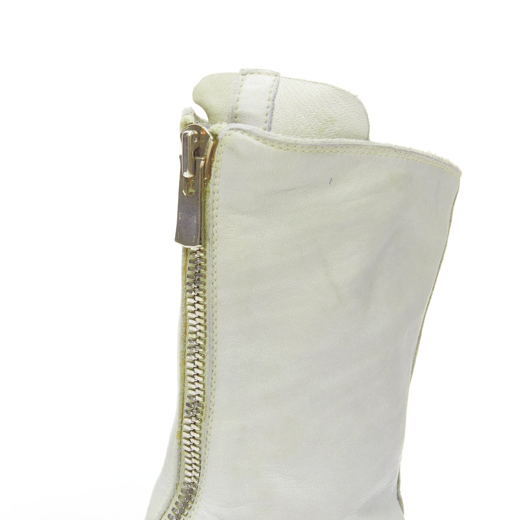 Guidi GUIDI light grey tumbled washed soft leather zip front boot EU37 Size US 7 / IT 37 - 7 Thumbnail