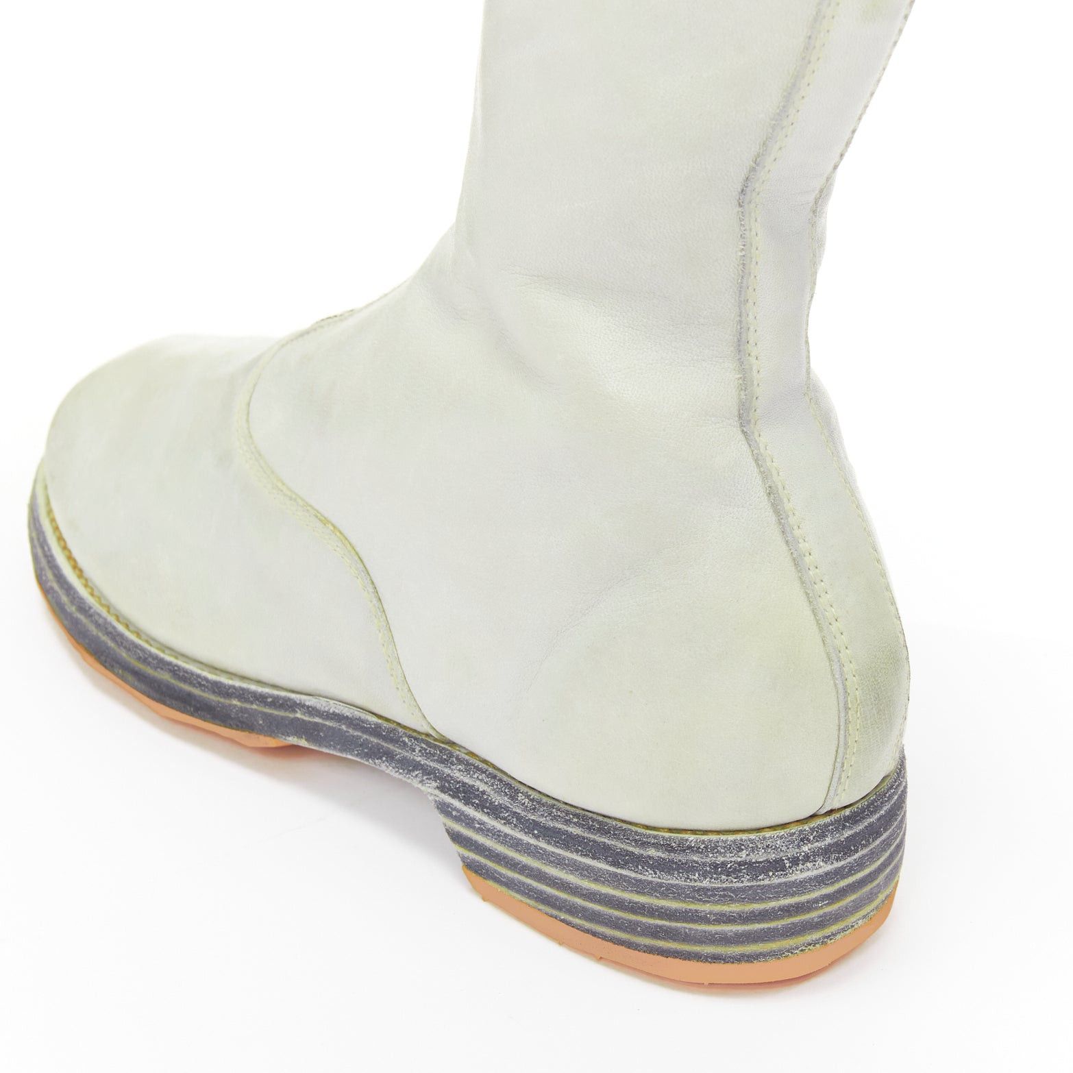 Guidi GUIDI light grey tumbled washed soft leather zip front boot EU37 Size US 7 / IT 37 - 8 Thumbnail