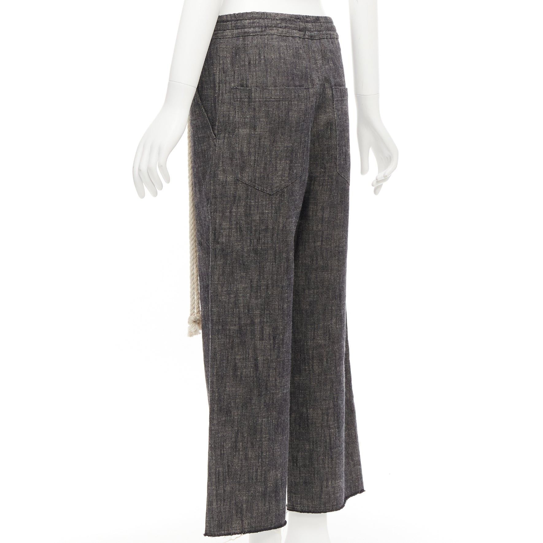 Song For The Mute SONG FOR THE MUTE 2018 Wander cream rope detail grey wide leg pants FR34 XS Size 26" / US 2 / IT 38 - 6 Thumbnail