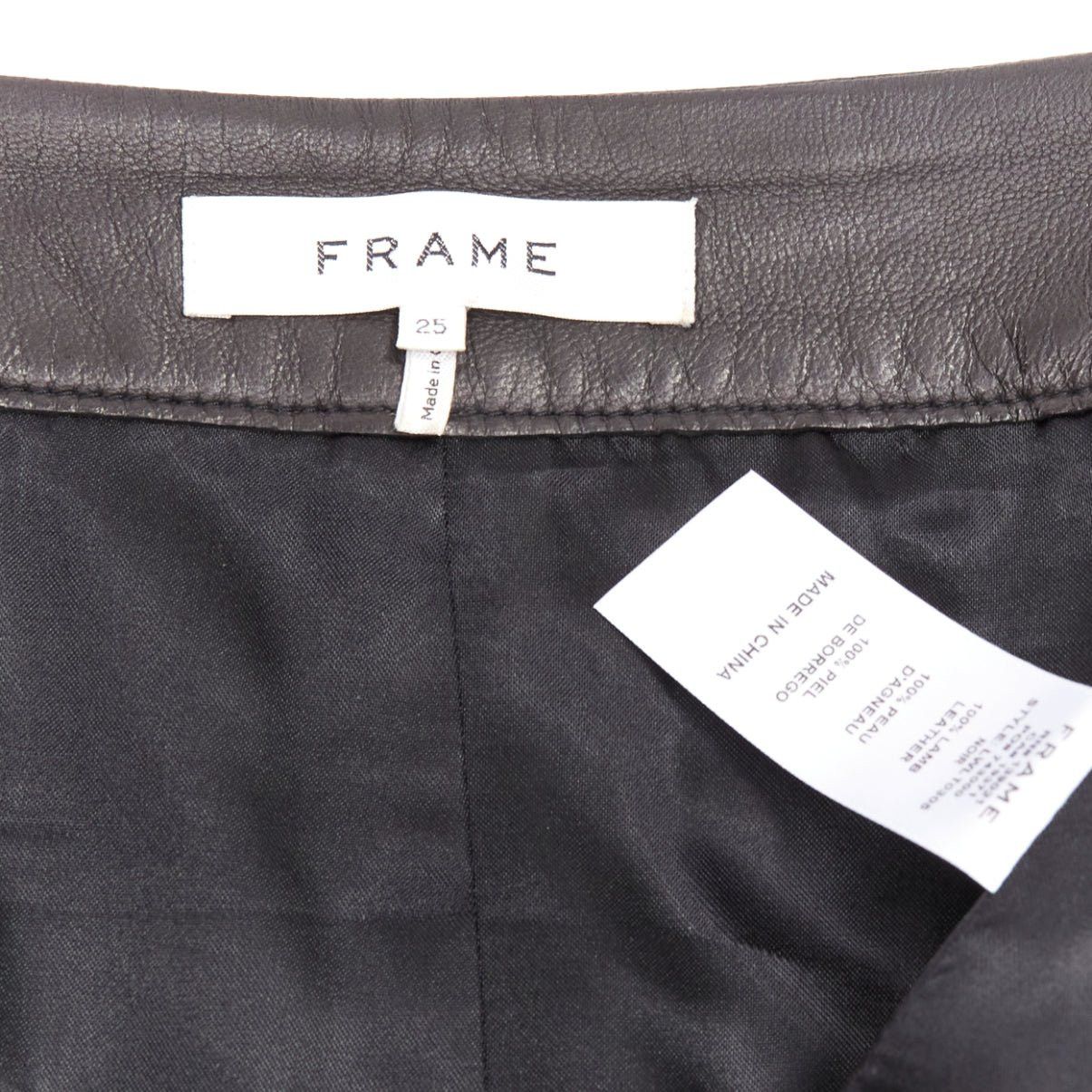 Frame FRAME black lambskin leather snap button patch pocket mini skirt 25" Size 26" / US 2 / IT 38 - 8 Thumbnail