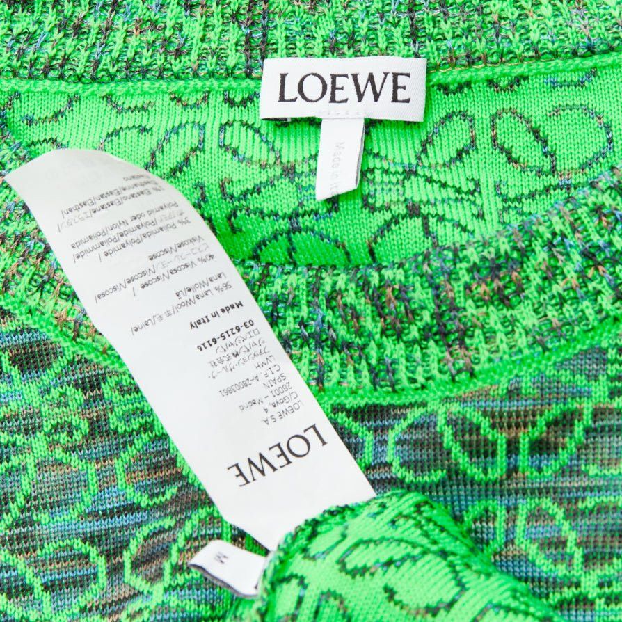 Loewe LOEWE Anagram neon green logo jacquard cropped sweater M Size M / US 6-8 / IT 42-44 - 8 Thumbnail