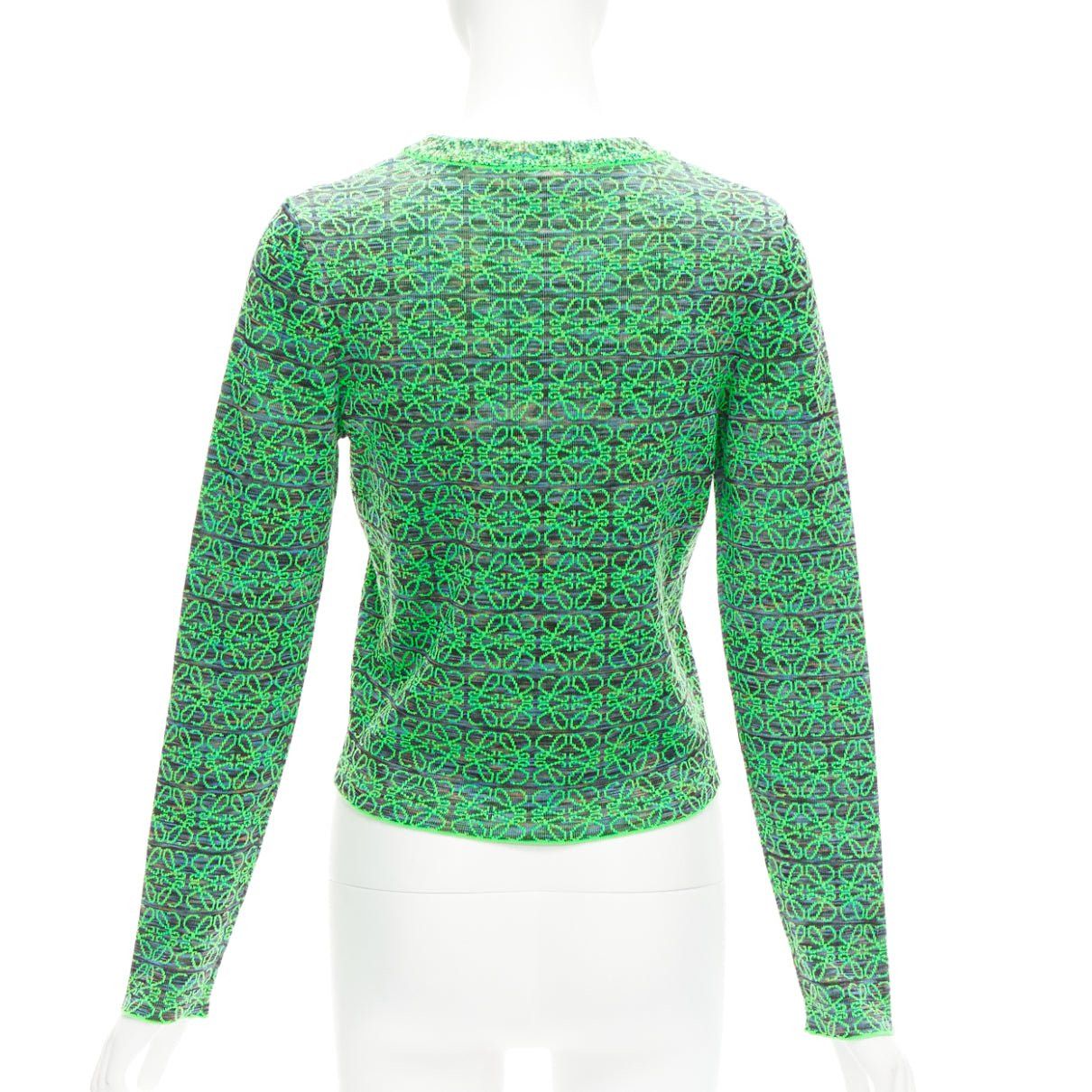 Loewe LOEWE Anagram neon green logo jacquard cropped sweater M Size M / US 6-8 / IT 42-44 - 5 Thumbnail
