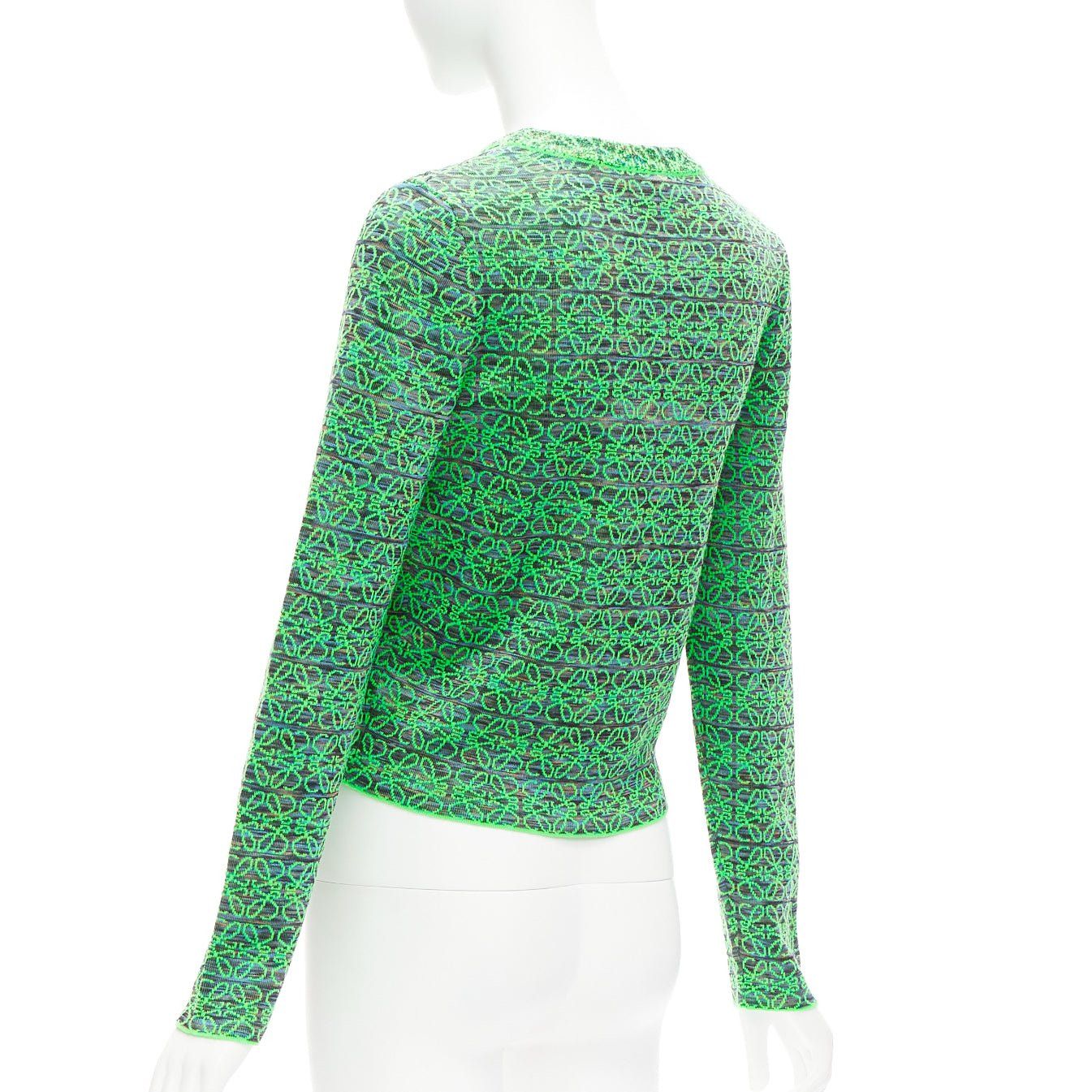 Loewe LOEWE Anagram neon green logo jacquard cropped sweater M Size M / US 6-8 / IT 42-44 - 6 Thumbnail