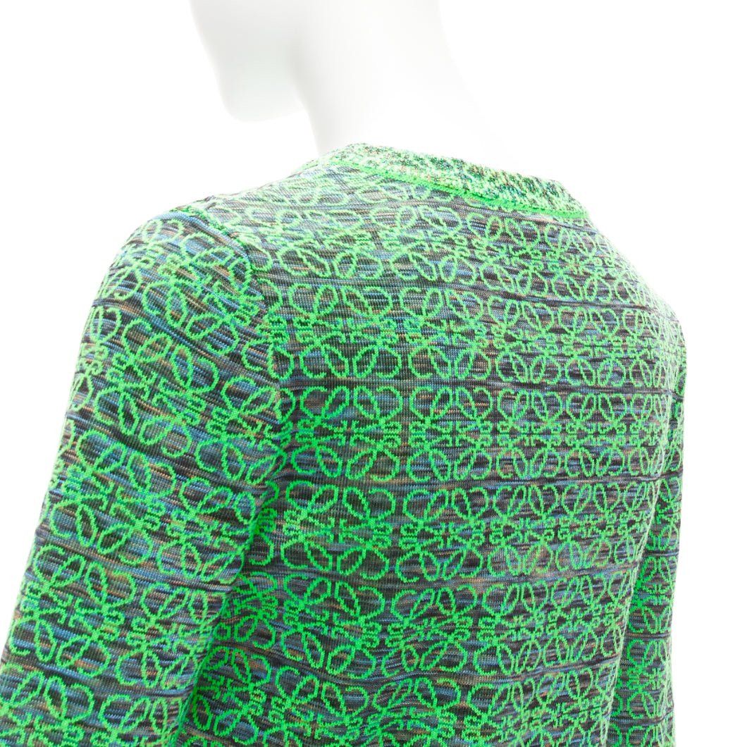 Loewe LOEWE Anagram neon green logo jacquard cropped sweater M Size M / US 6-8 / IT 42-44 - 2 Thumbnail