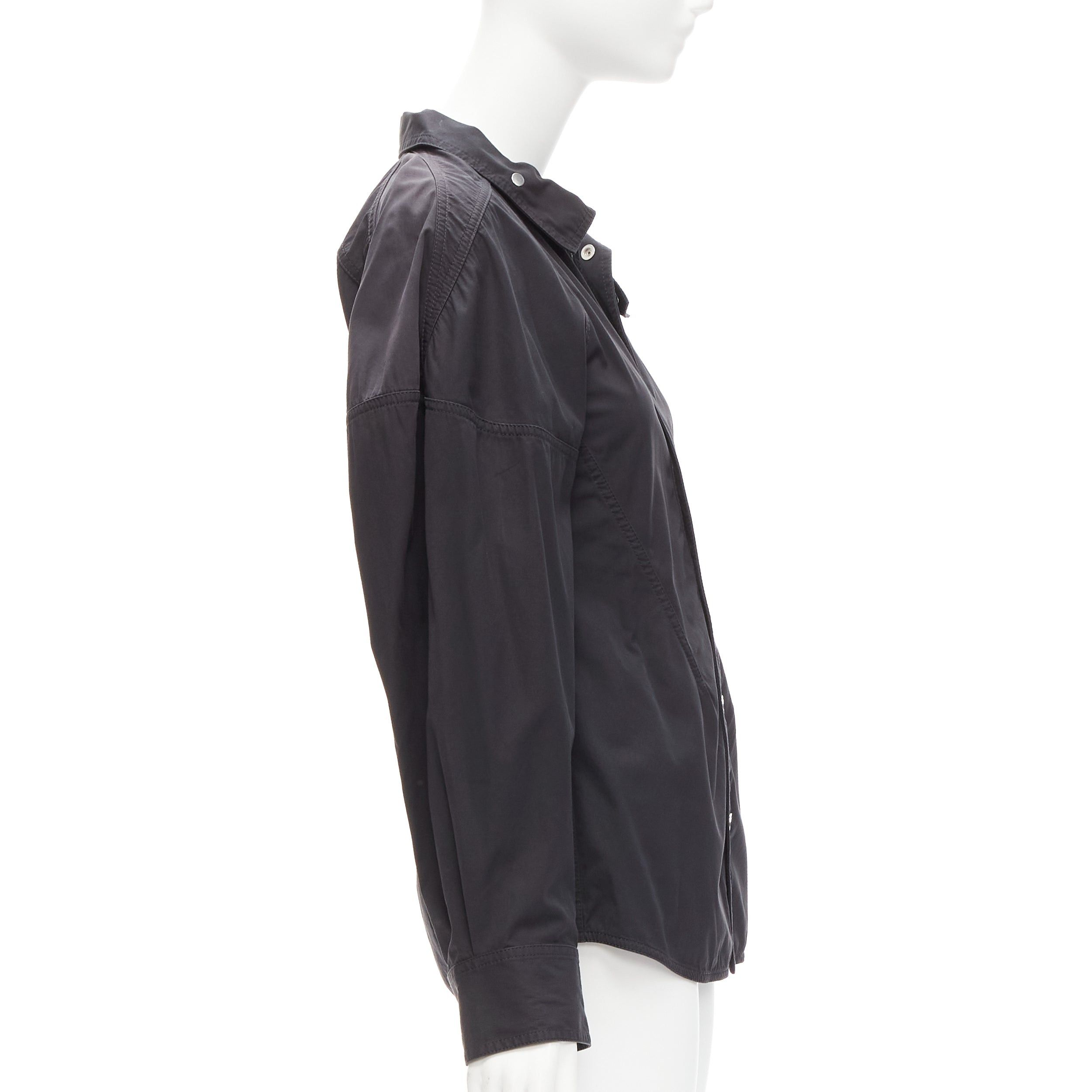 Bottega Veneta BOTTEGA VENETA black cotton blend 3D cut sleeves snap button shirt IT36 S Size XS / US 0-2 / IT 36-38 - 4 Thumbnail