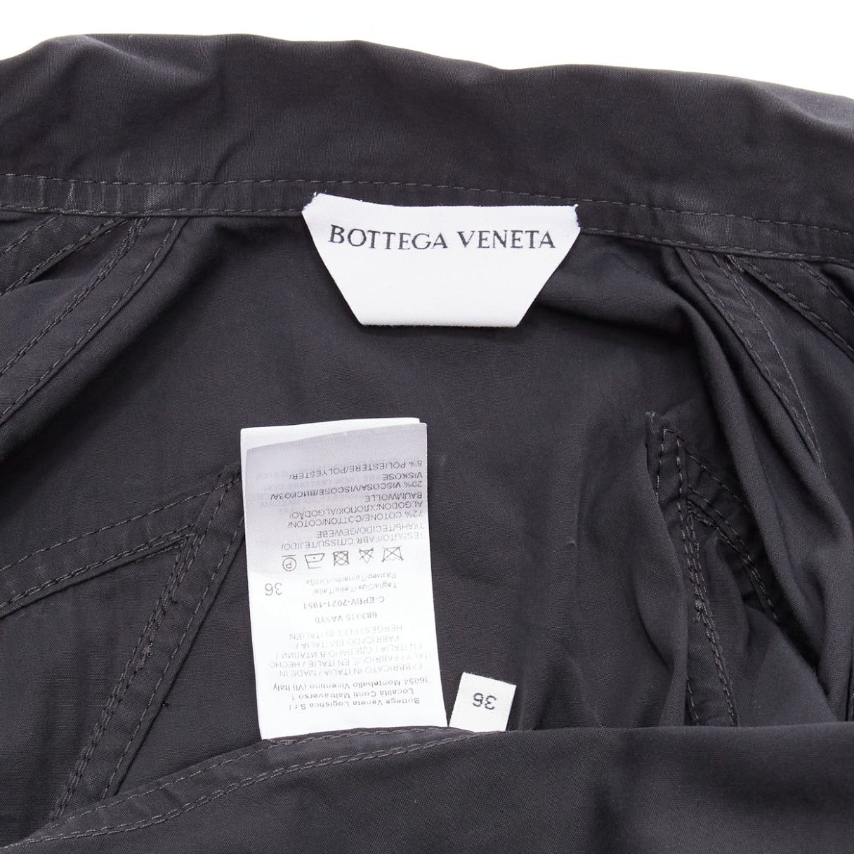 Bottega Veneta BOTTEGA VENETA black cotton blend 3D cut sleeves snap button shirt IT36 S Size XS / US 0-2 / IT 36-38 - 8 Thumbnail