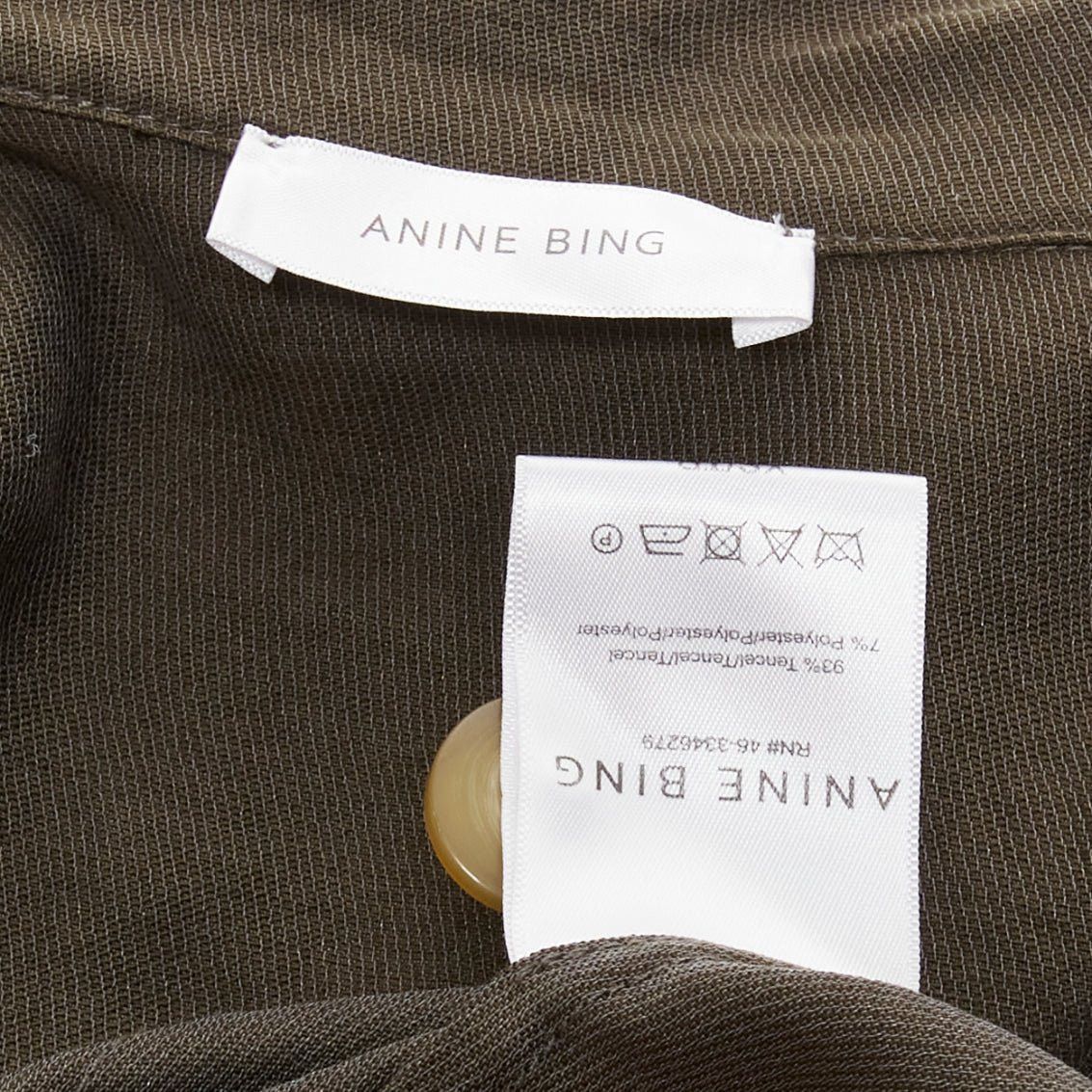 Anine Bing ANINE BING Kaiden Willow dark green pocketed safari shirt dress Size S / US 4 / IT 40 - 9 Thumbnail