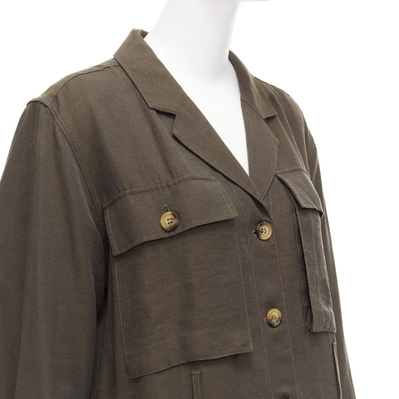 Anine Bing ANINE BING Kaiden Willow dark green pocketed safari shirt dress Size S / US 4 / IT 40 - 2 Thumbnail