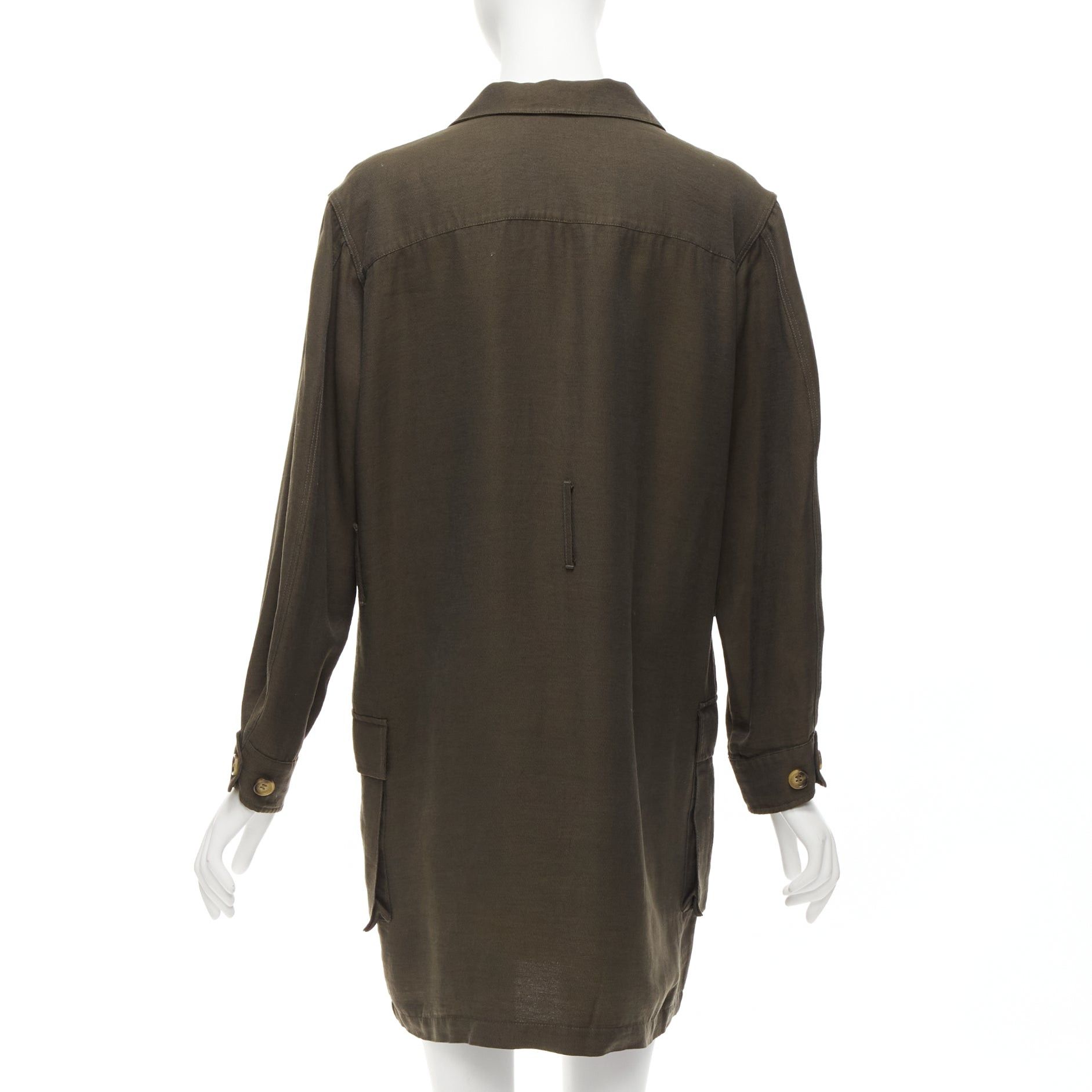 Anine Bing ANINE BING Kaiden Willow dark green pocketed safari shirt dress Size S / US 4 / IT 40 - 6 Thumbnail