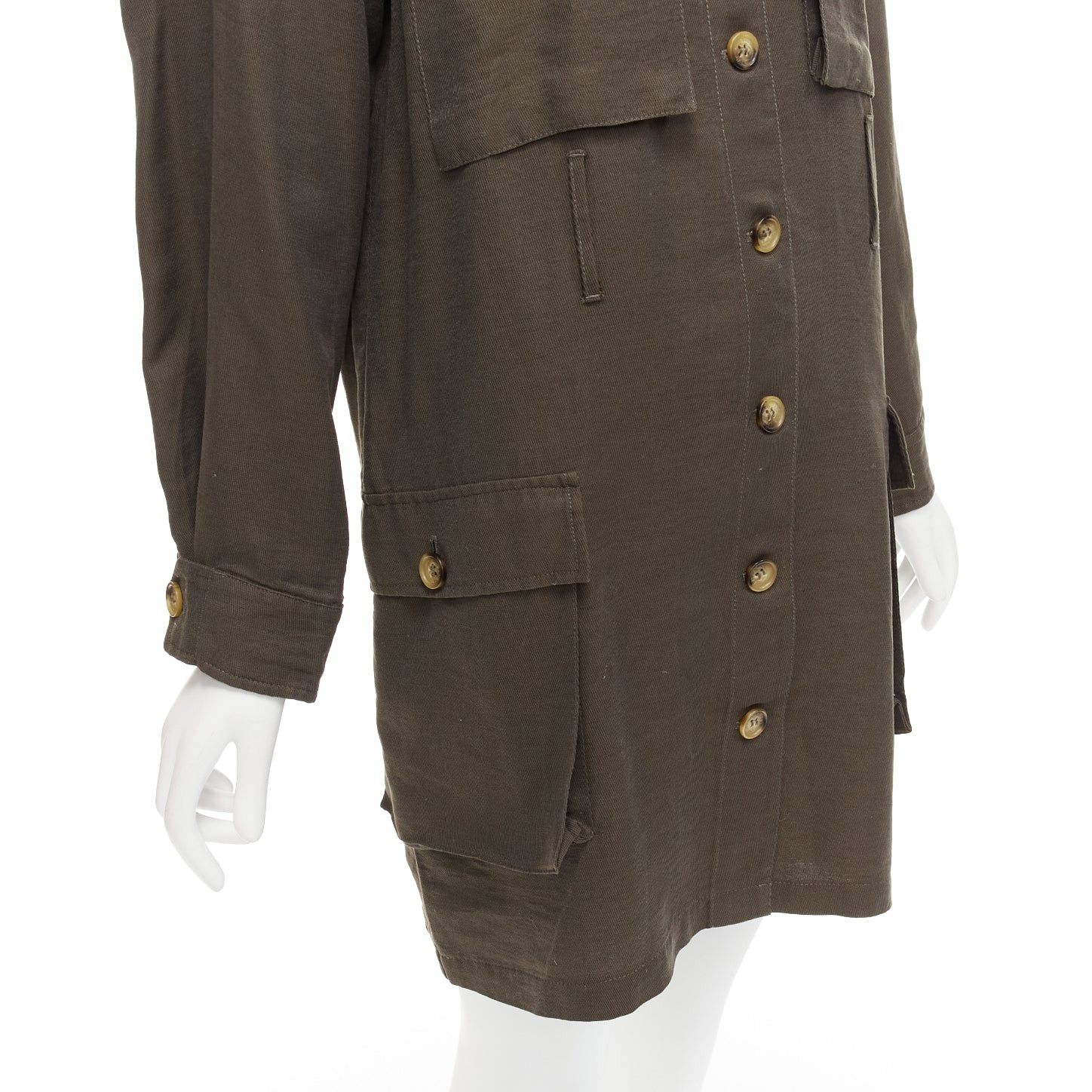 Anine Bing ANINE BING Kaiden Willow dark green pocketed safari shirt dress Size S / US 4 / IT 40 - 8 Thumbnail