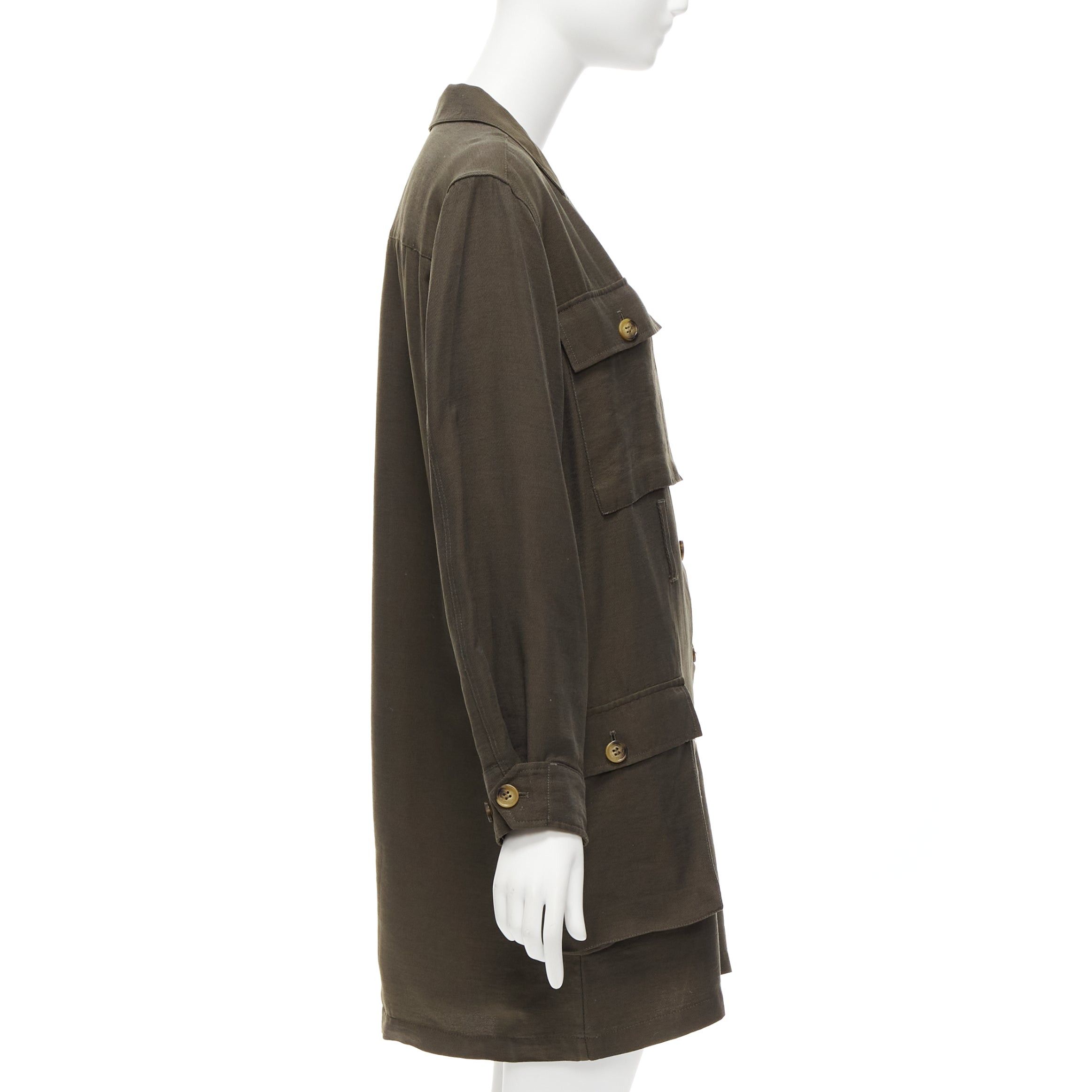 Anine Bing ANINE BING Kaiden Willow dark green pocketed safari shirt dress Size S / US 4 / IT 40 - 5 Thumbnail