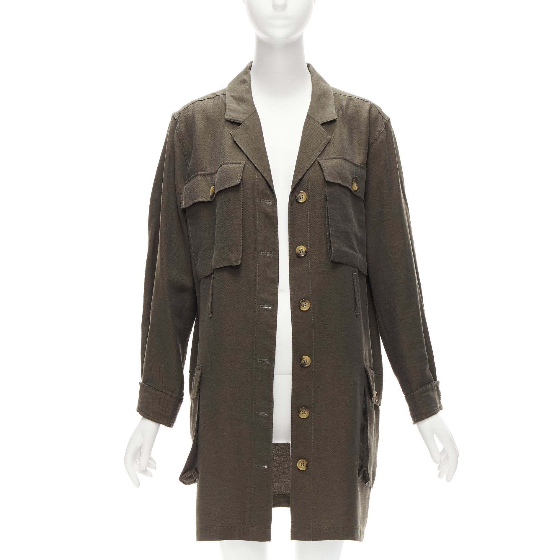 Anine Bing ANINE BING Kaiden Willow dark green pocketed safari shirt dress Size S / US 4 / IT 40 - 3 Thumbnail