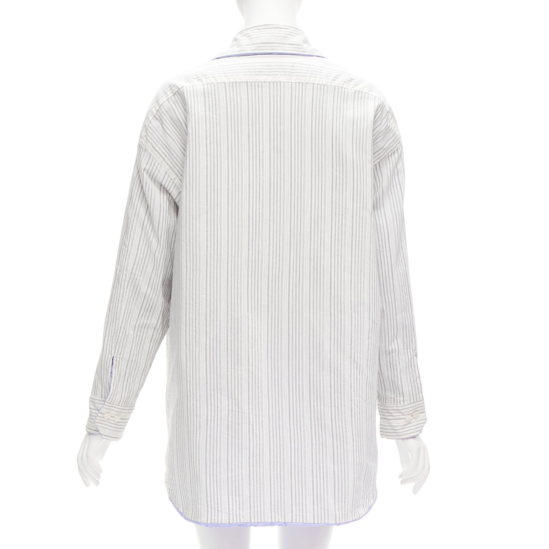 Acne Studios ACNE STUDIOS Reversible blue grey pinstripes padded oversized shirt FR34 XS Size XS / US 0-2 / IT 36-38 - 7 Thumbnail