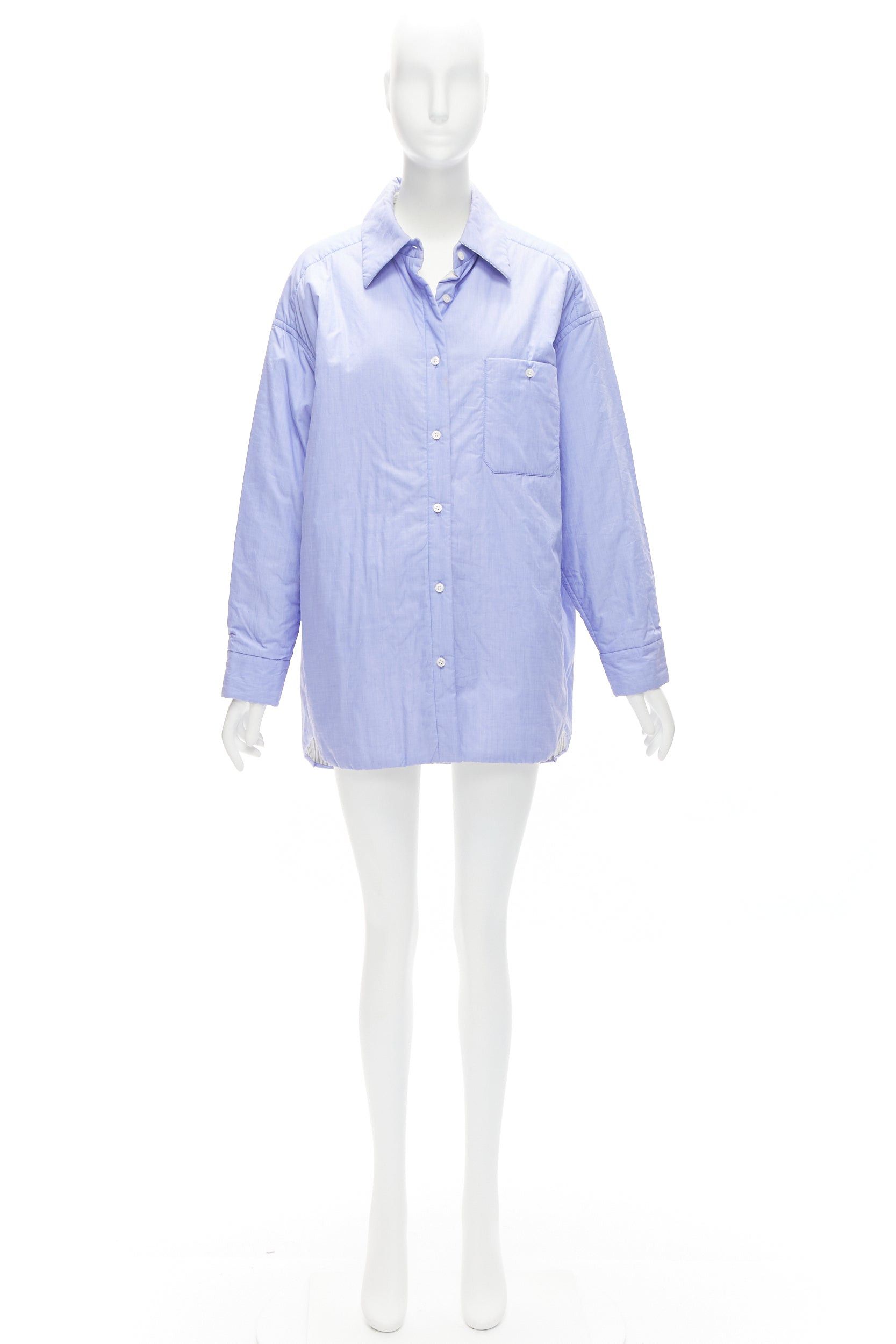 Acne Studios ACNE STUDIOS Reversible blue grey pinstripes padded oversized shirt FR34 XS Size XS / US 0-2 / IT 36-38 - 15 Thumbnail