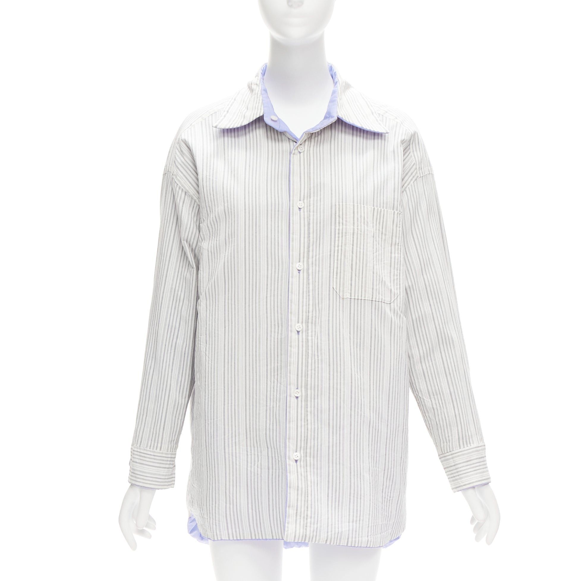 Acne Studios ACNE STUDIOS Reversible blue grey pinstripes padded oversized shirt FR34 XS Size XS / US 0-2 / IT 36-38 - 3 Thumbnail