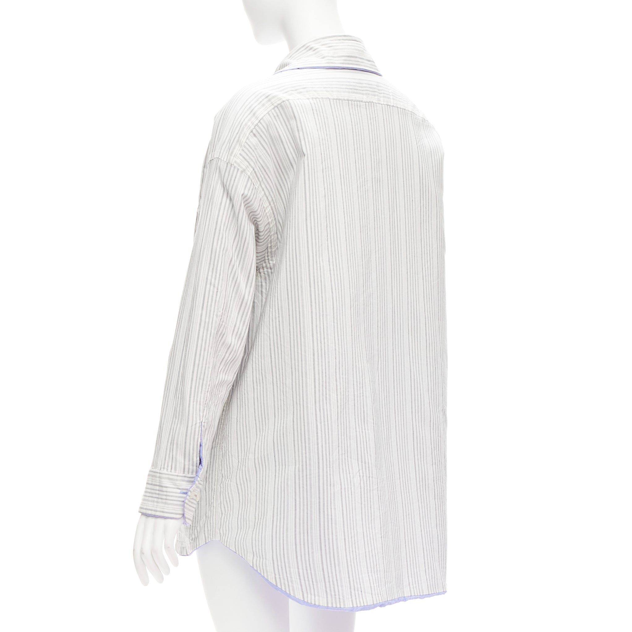 Acne Studios ACNE STUDIOS Reversible blue grey pinstripes padded oversized shirt FR34 XS Size XS / US 0-2 / IT 36-38 - 9 Thumbnail