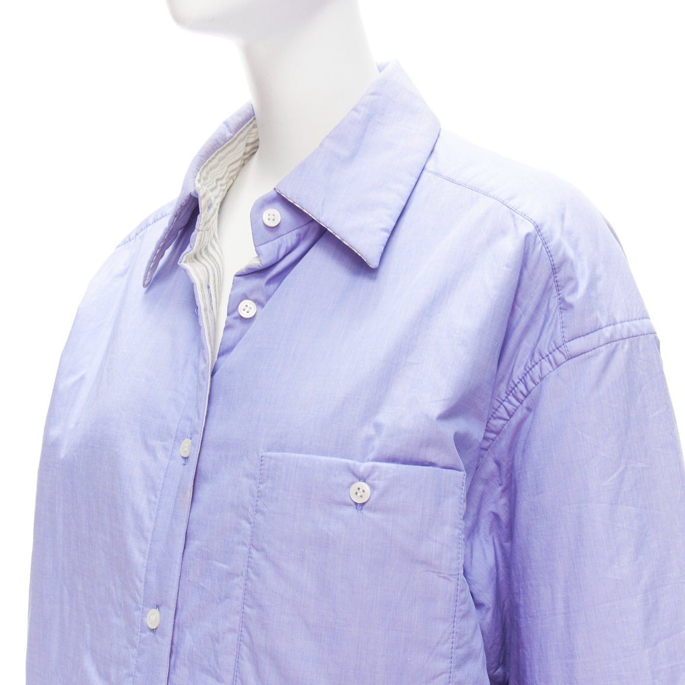 Acne Studios ACNE STUDIOS Reversible blue grey pinstripes padded oversized shirt FR34 XS Size XS / US 0-2 / IT 36-38 - 11 Thumbnail