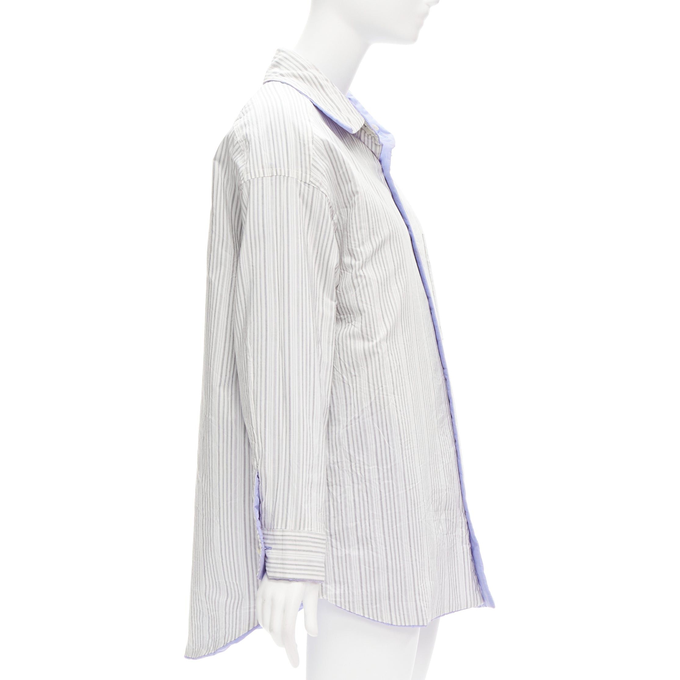 Acne Studios ACNE STUDIOS Reversible blue grey pinstripes padded oversized shirt FR34 XS Size XS / US 0-2 / IT 36-38 - 5 Thumbnail