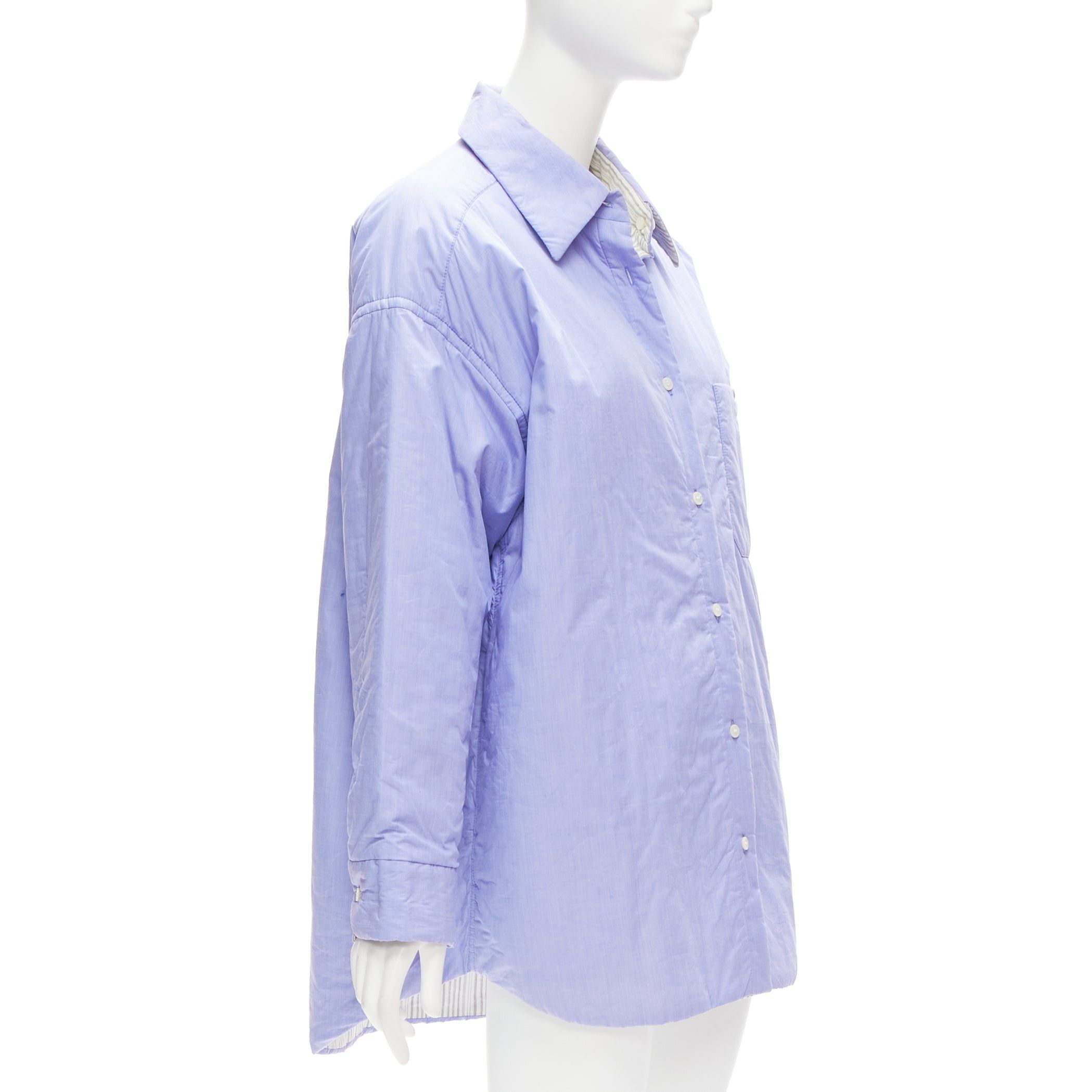 Acne Studios ACNE STUDIOS Reversible blue grey pinstripes padded oversized shirt FR34 XS Size XS / US 0-2 / IT 36-38 - 2 Thumbnail