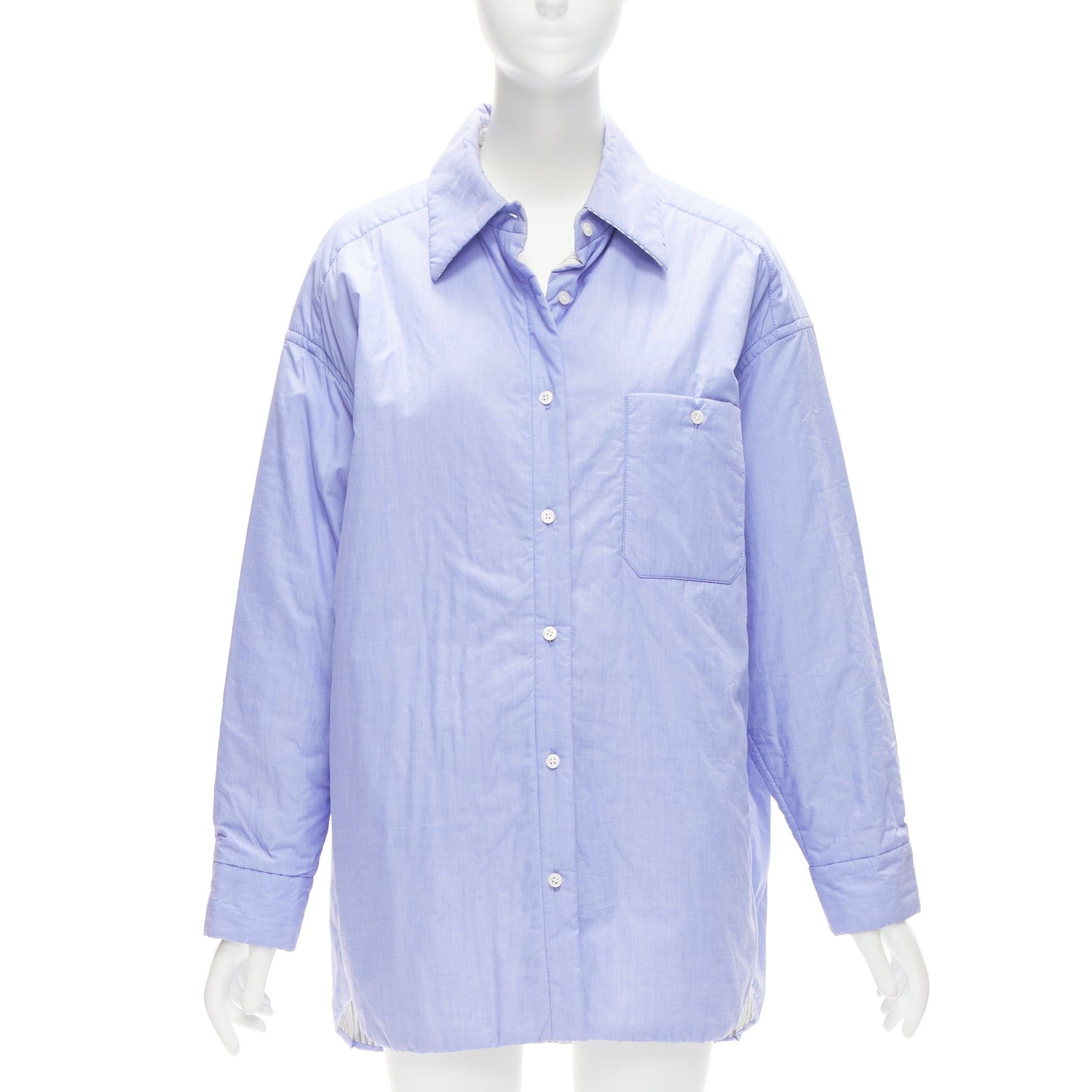 Acne Studios ACNE STUDIOS Reversible blue grey pinstripes padded oversized shirt FR34 XS Size XS / US 0-2 / IT 36-38 - 4 Thumbnail