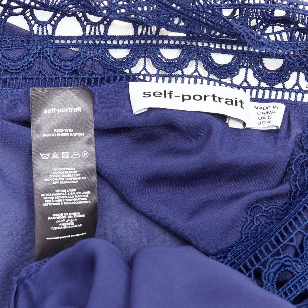 Self-Portrait SELF PORTRAIT blue embroidery anglais tie front midi kaftan dress UK8 S Size S / US 4 / IT 40 - 8 Thumbnail