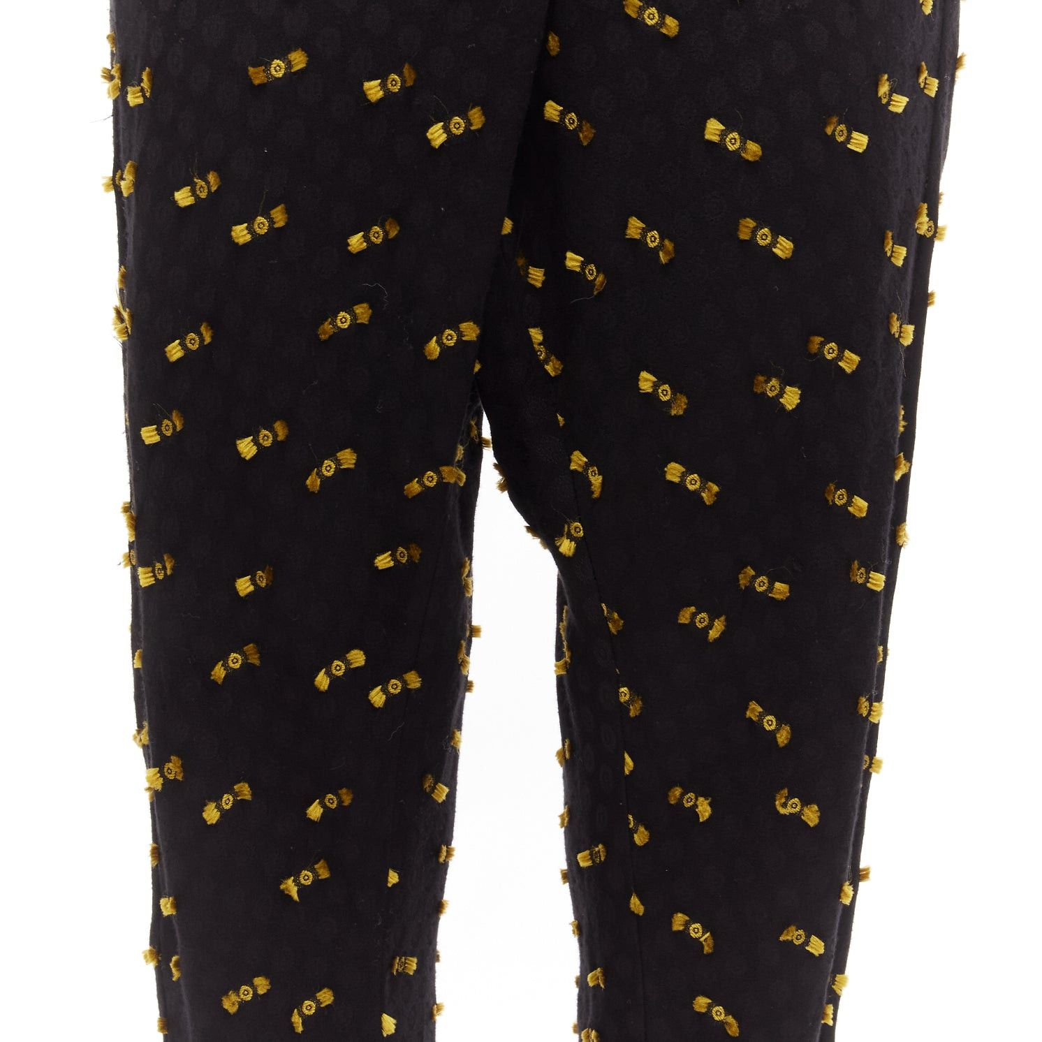 Rachel Comey RACHEL COMEY black yellow frayed edge detail tie neck relaxed jumpsuit US0 XS Size 26" / US 2 / IT 38 - 8 Thumbnail