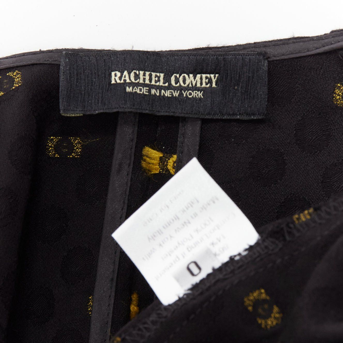 Rachel Comey RACHEL COMEY black yellow frayed edge detail tie neck relaxed jumpsuit US0 XS Size 26" / US 2 / IT 38 - 9 Thumbnail