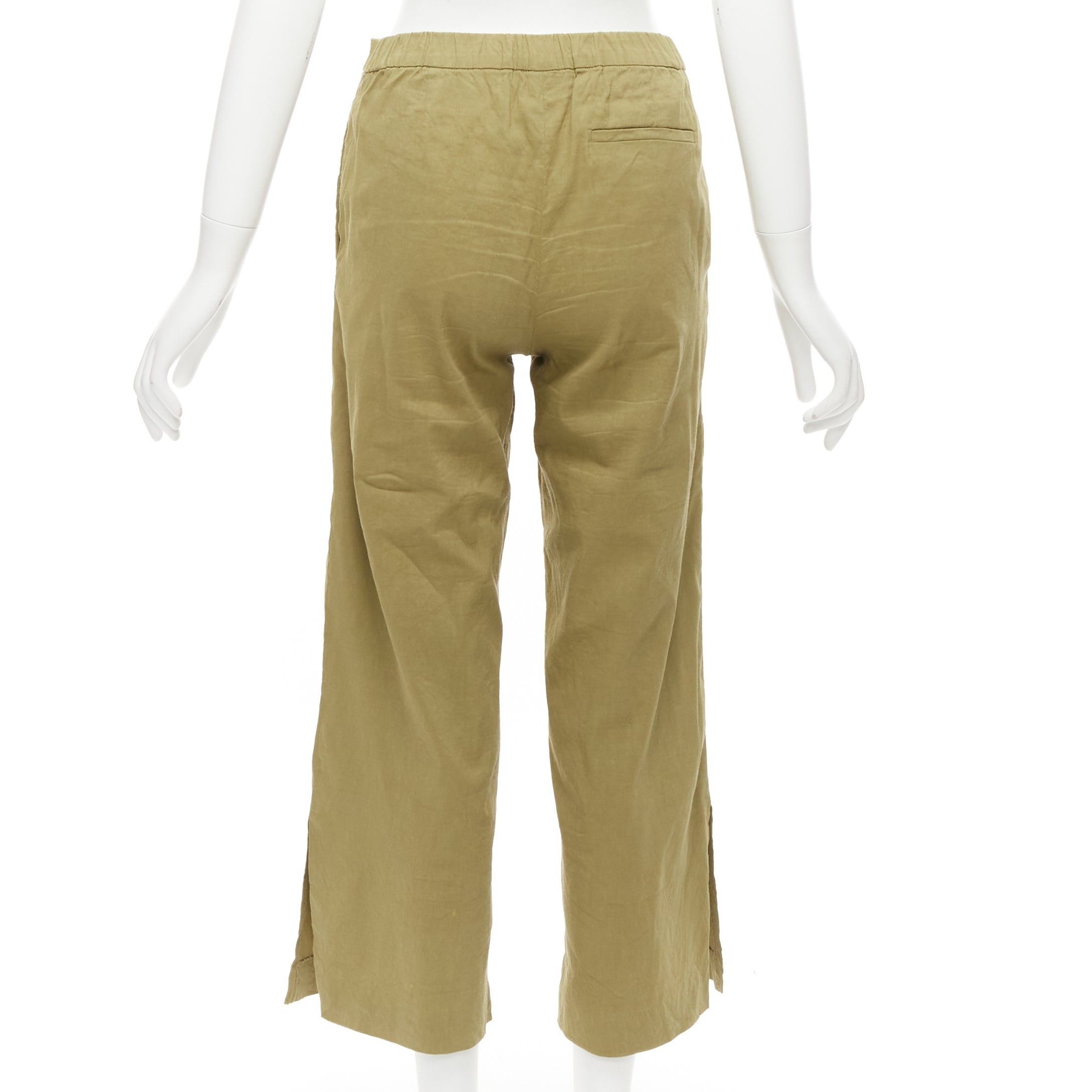 Theory THEORY olive green linen blend tie belt relaxed jacket wide leg pants set US0 XS Size XS / US 0-2 / IT 36-38 - 10 Thumbnail