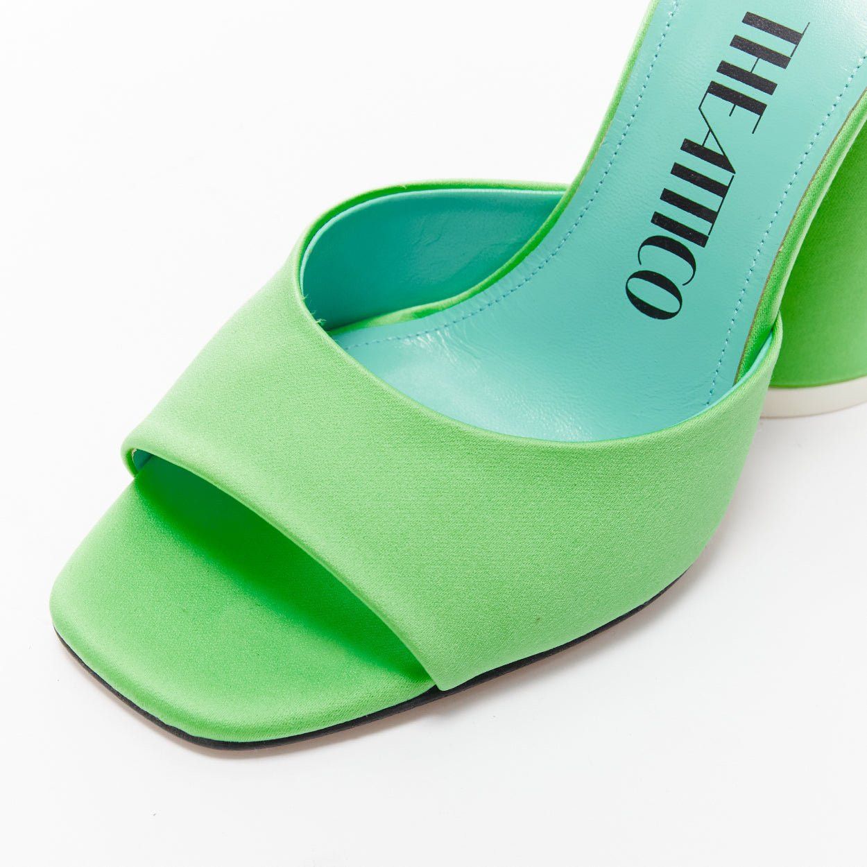The Attico THE ATTICO Luz mint green satin sculptural cone heel open toe mule EU36.5 Size US 6.5 / IT 36.5 - 7 Thumbnail