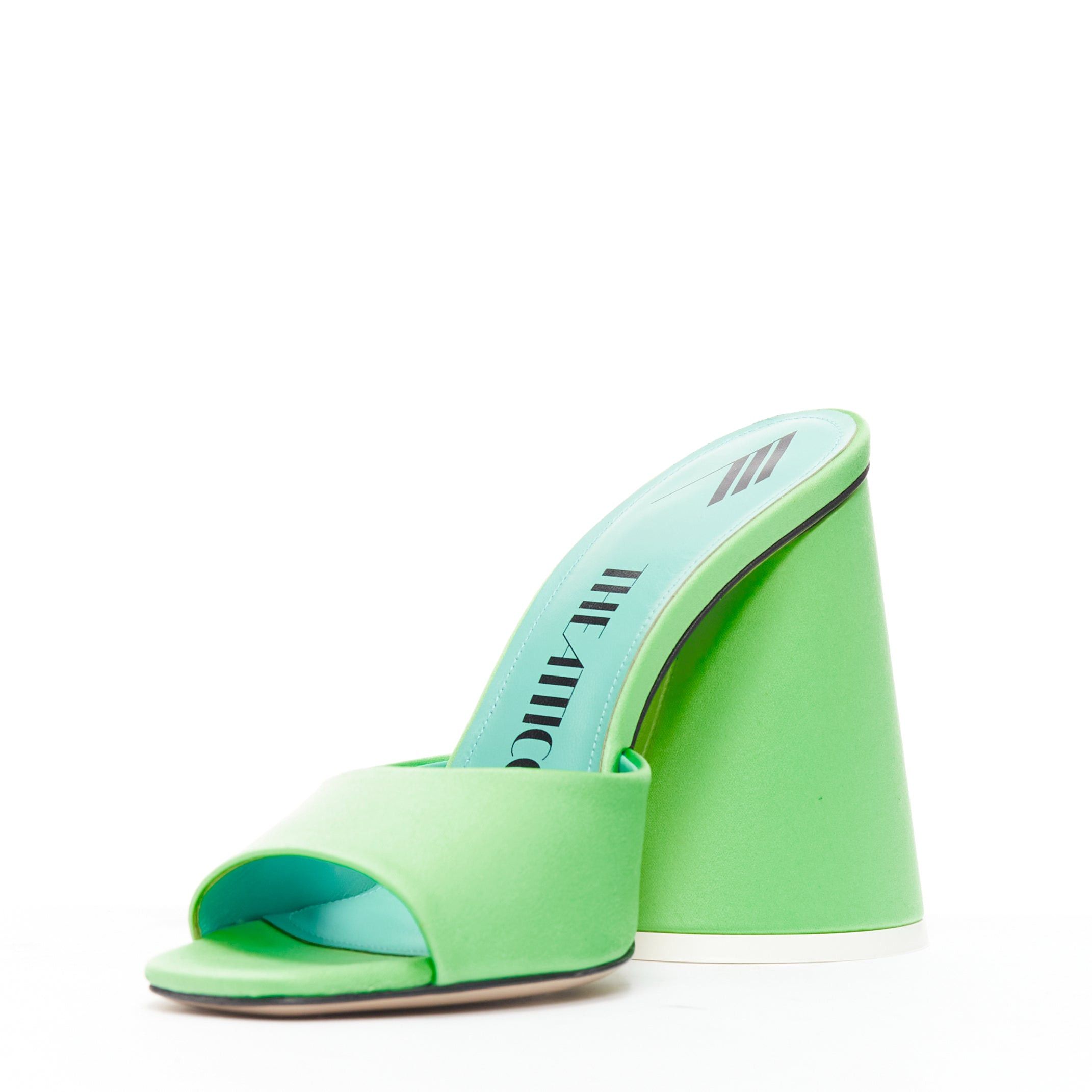 The Attico THE ATTICO Luz mint green satin sculptural cone heel open toe mule EU36.5 Size US 6.5 / IT 36.5 - 4 Thumbnail