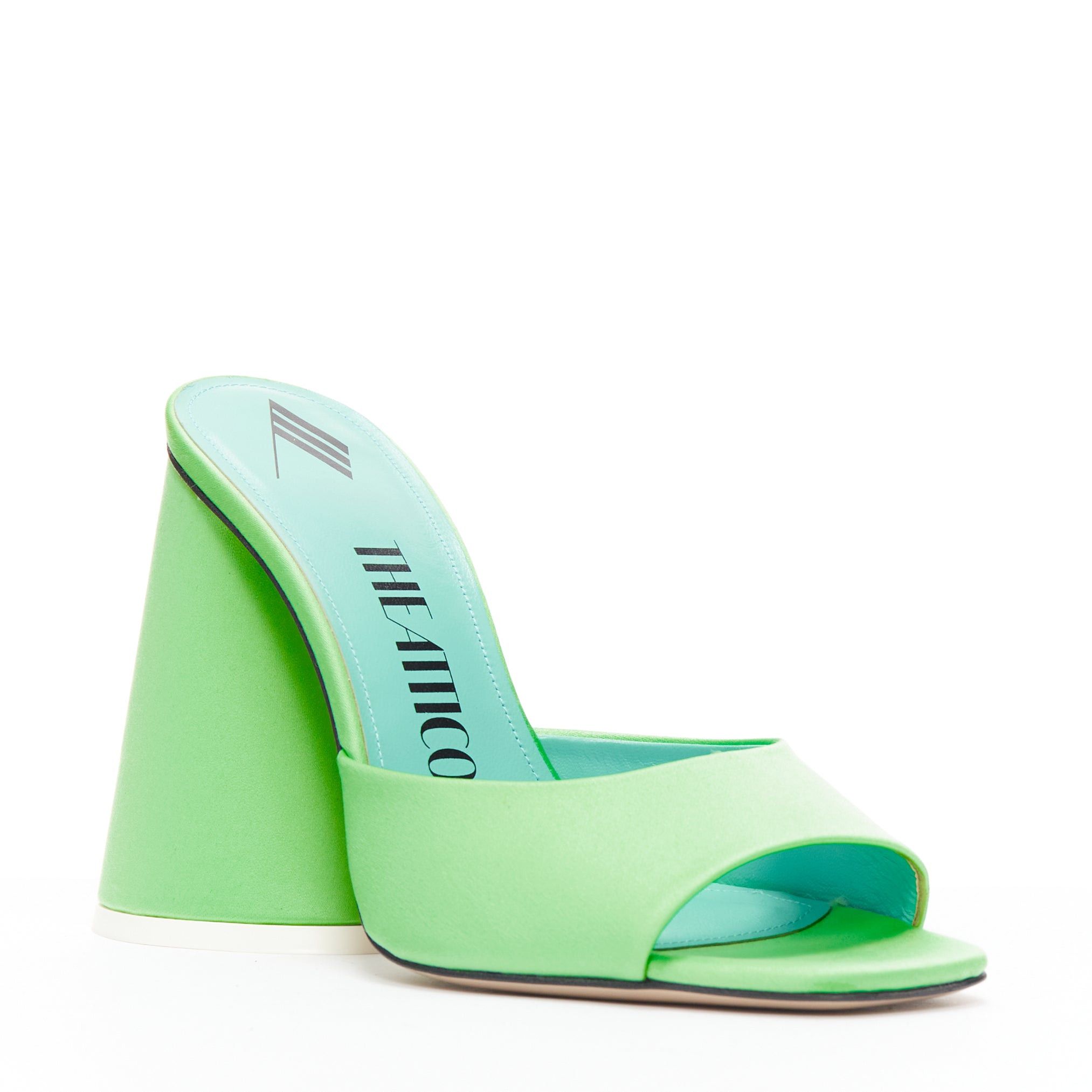 The Attico THE ATTICO Luz mint green satin sculptural cone heel open toe mule EU36.5 Size US 6.5 / IT 36.5 - 2 Thumbnail