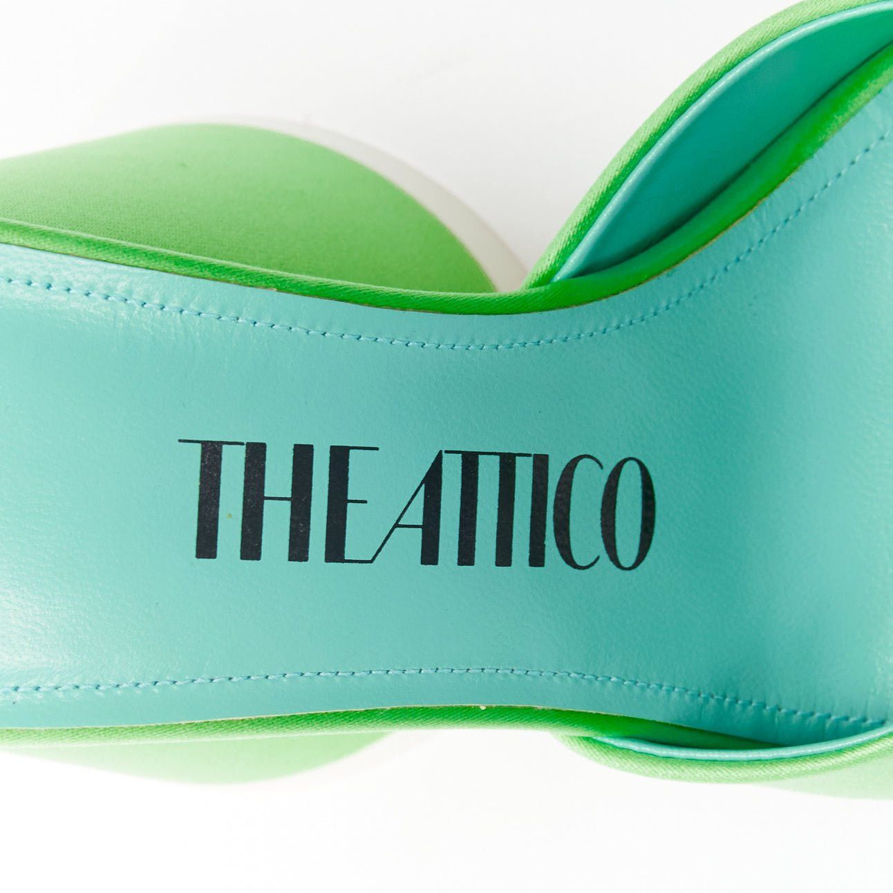 The Attico THE ATTICO Luz mint green satin sculptural cone heel open toe mule EU36.5 Size US 6.5 / IT 36.5 - 9 Thumbnail