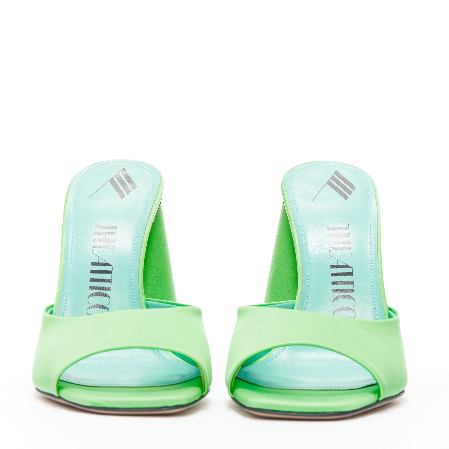 The Attico THE ATTICO Luz mint green satin sculptural cone heel open toe mule EU36.5 Size US 6.5 / IT 36.5 - 3 Thumbnail